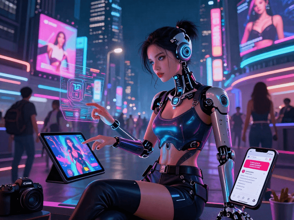ai nsfw futuristic scene with character showcasing AI-generated adult art