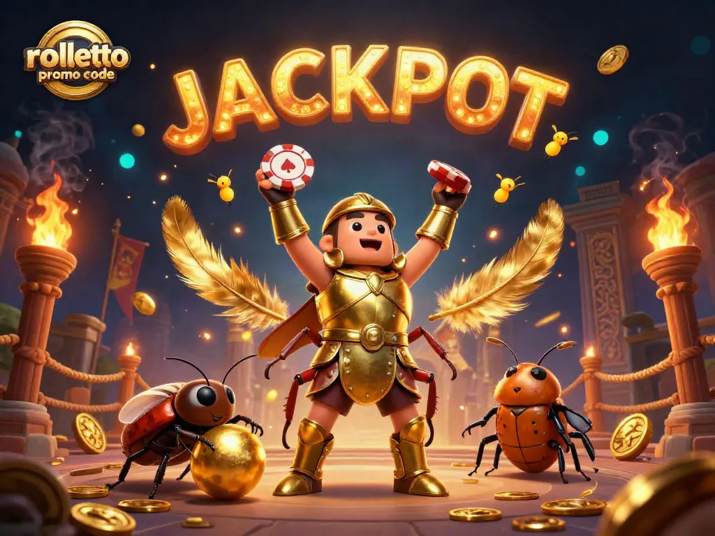 Defend your winnings with the rolletto promo code in this vibrant casino-themed illustration.