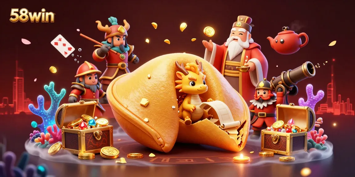 Experience thrilling gameplay with 58win in a rich casino-themed illustration of fortune, luck, and adventure.