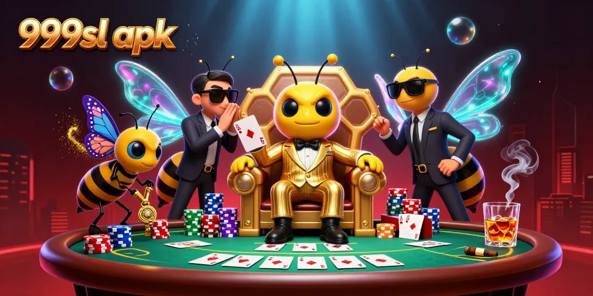 Experience thrilling gameplay with 999sl apk in a vibrant 3D casino scene featuring unique characters.