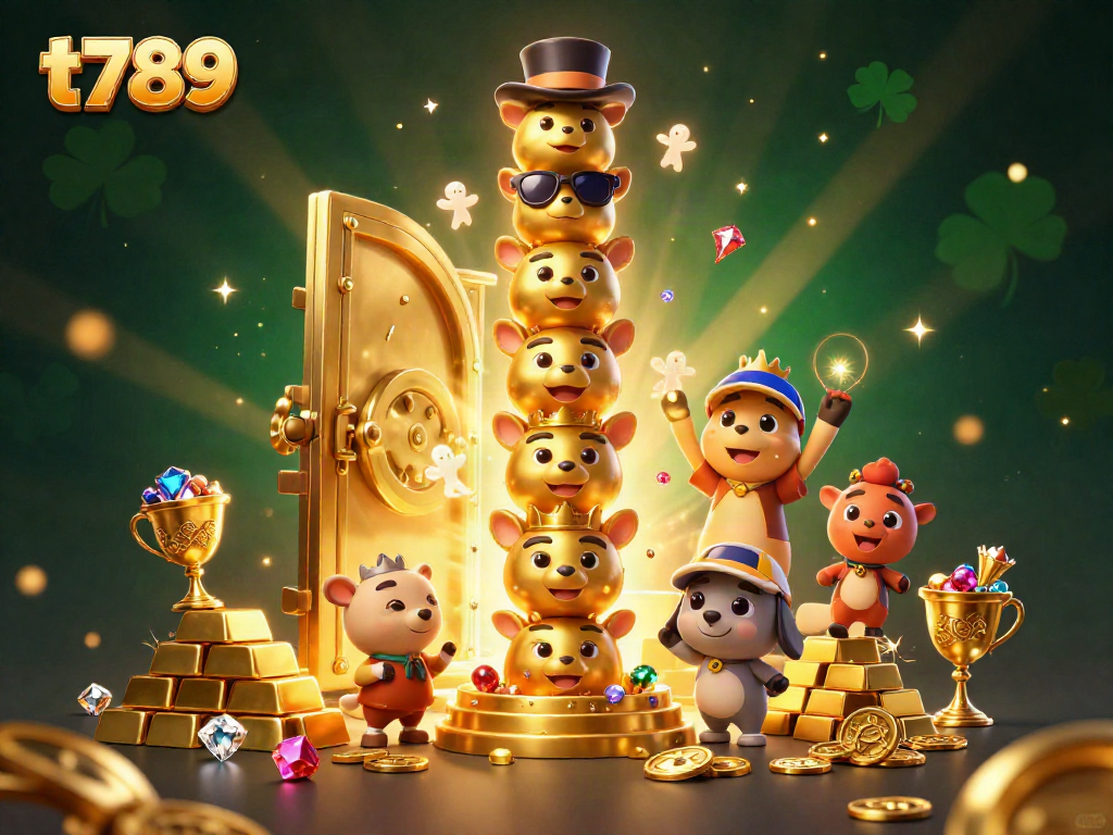 Experience the thrill of t789 with dynamic casino-themed elements and a vibrant golden totem pole illustration.