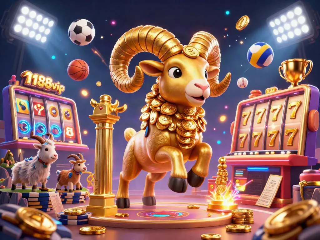 Engage with the electrifying atmosphere of n188vip, featuring dynamic slot elements and a golden ram.
