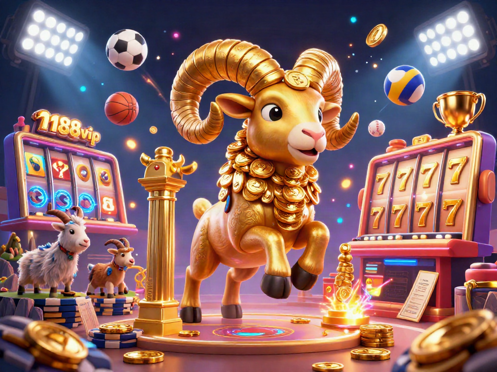 Engage with the electrifying atmosphere of n188vip, featuring dynamic slot elements and a golden ram.