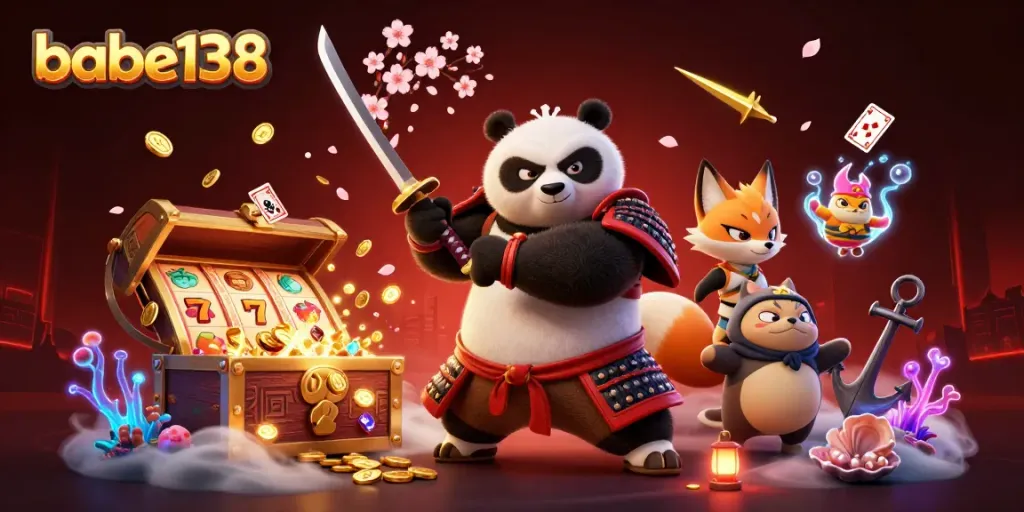 Babe138 menghadirkan ilustrasi kasino 3D dengan karakter unik dan elemen permainan yang menarik.