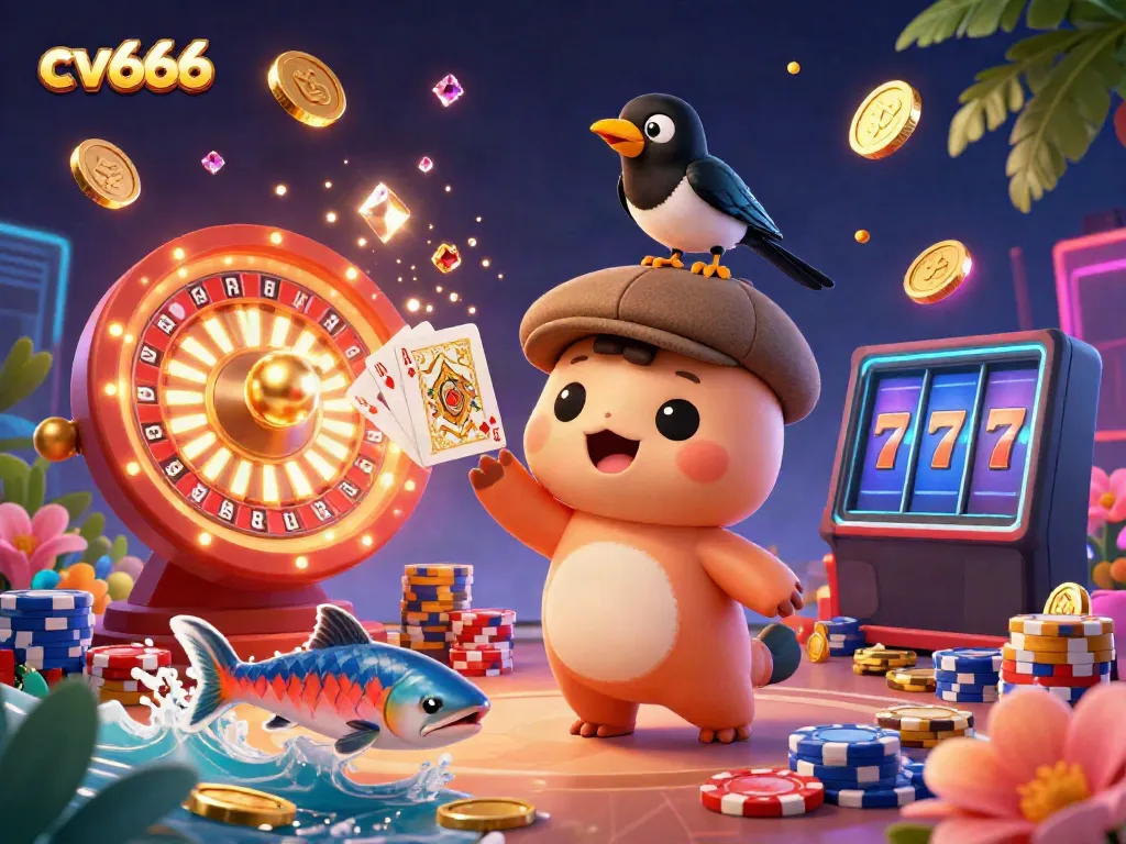 Engage with cv666 as baby Nessie and friends celebrate luck with casino games and vibrant treasures.