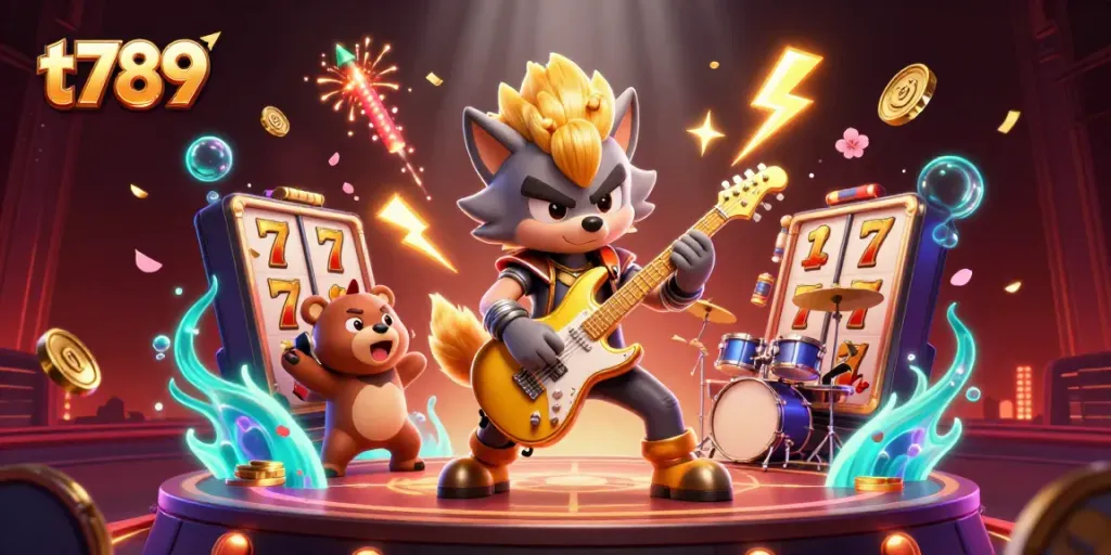 Experience thrilling gameplay in t789 with vibrant casino-themed characters and exciting game elements.