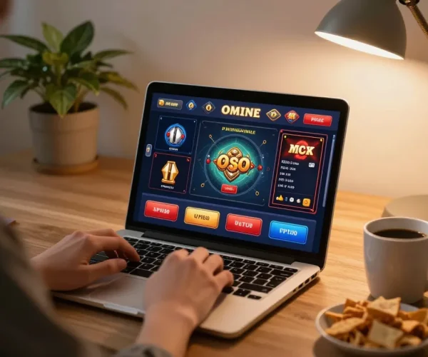 Engaging online gaming scene showcasing a player's login to đăng nhập 566 on a laptop with casino interface.