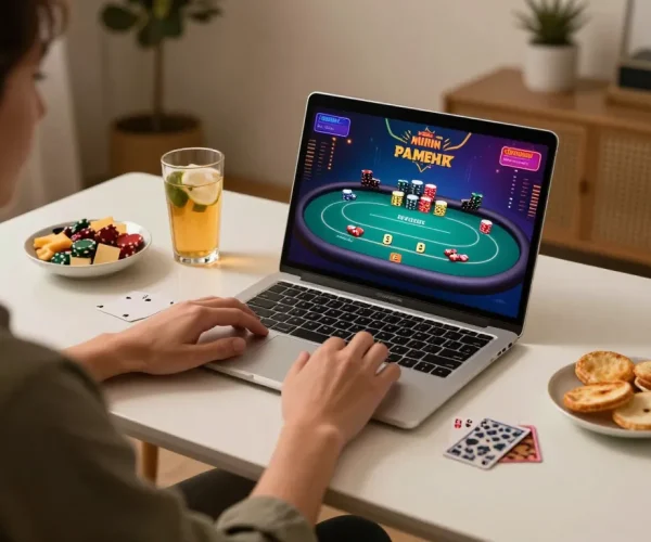 Soc88 online gaming session showcases focused player strategizing during a poker match.