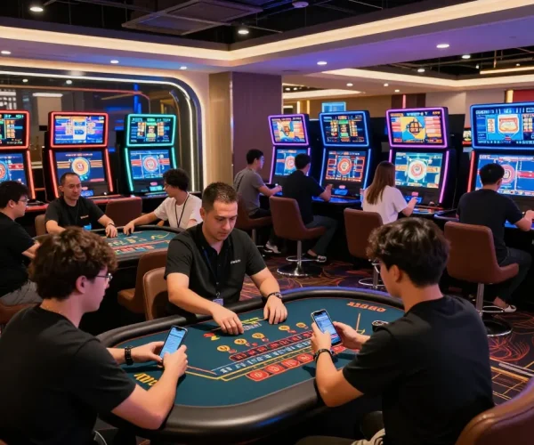 Players enjoying live casino games at 88aa online casino in a vibrant virtual environment.