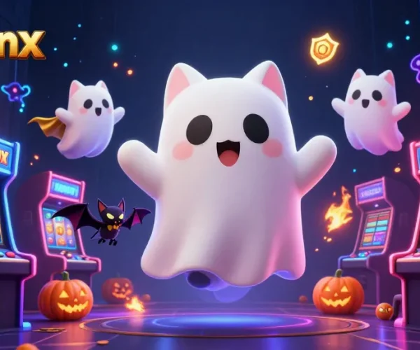 Experience thrilling gameplay with the sunwinx ghost cat and vampire bat in a haunted casino.