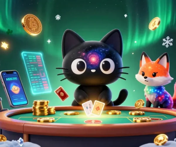 Engage with toto macau's vibrant cosmic casino scene featuring dynamic characters and glowing elements.