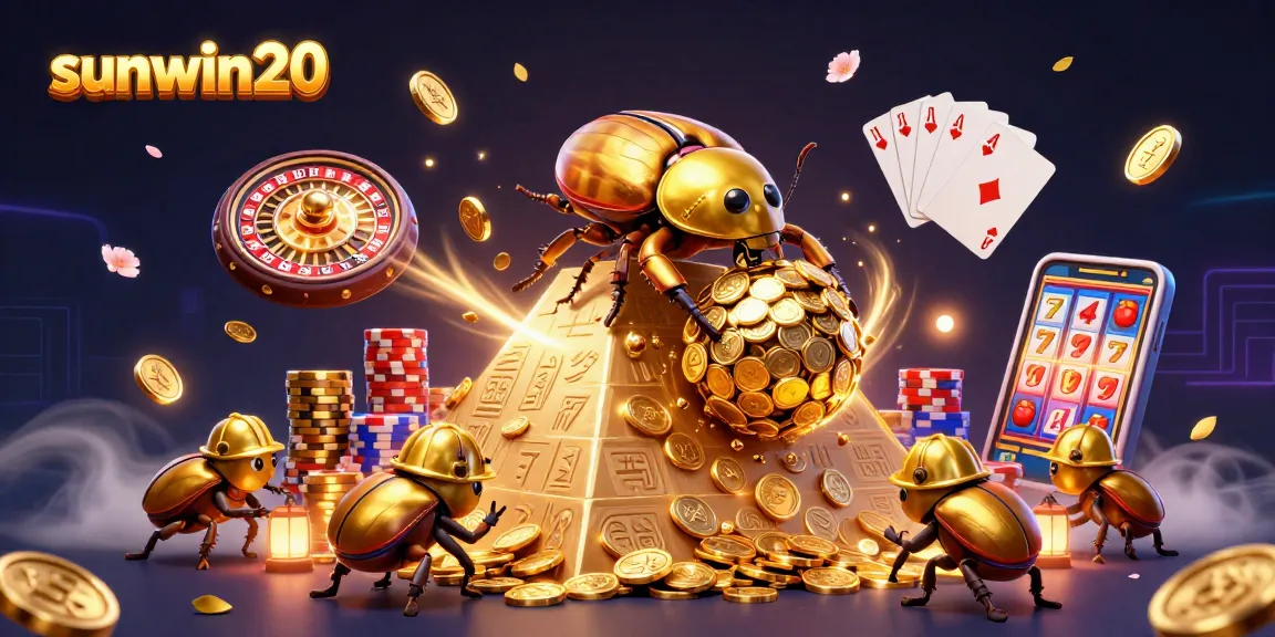 Engage with sunwin20 at a vibrant casino scene filled with golden coins and classic gaming elements.